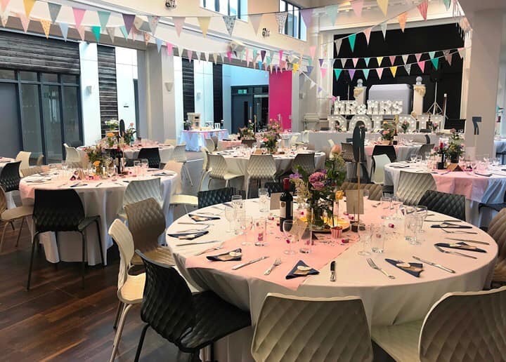 Farnham Memorial Hall dressed for a wedding